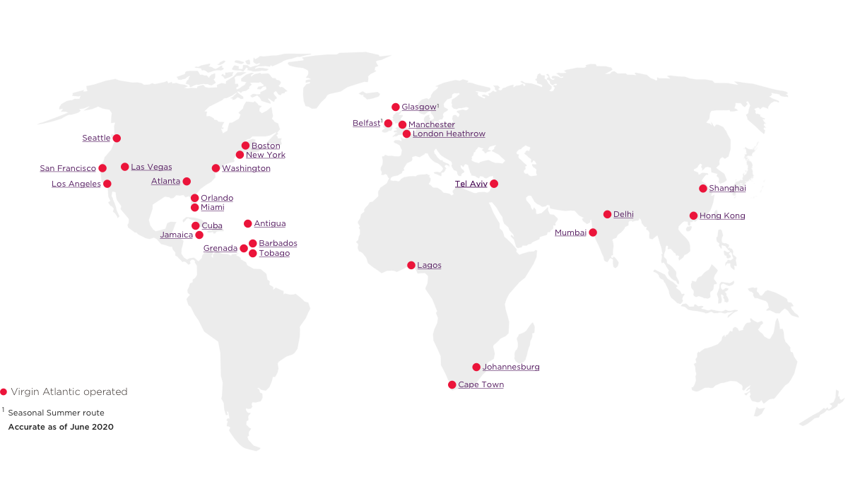 virgin atlantic route map Our Routes Virgin Atlantic