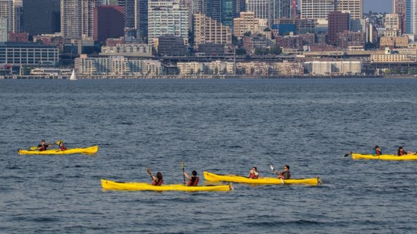 Exploring the Seattle waterfront by boat